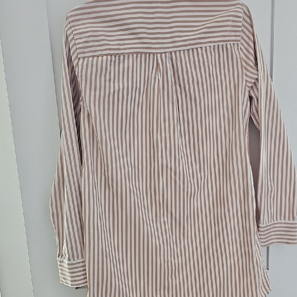 Aerie Striped Button Down Shirt - Pink and White Size S/P - Picture 6 of 7